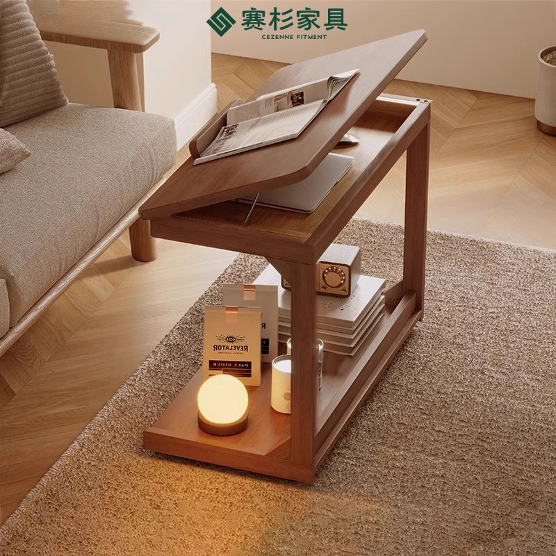 速发可移动床边桌子客厅沙发可书脑桌卧室家用边翻盖小电桌简易办