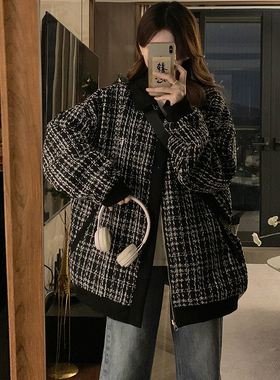 速发麂皮绒4面穿黑色外套春秋202两i款小个子宽松v新tage美式夹克