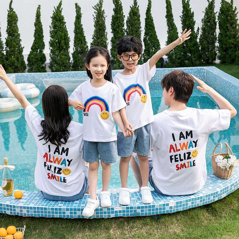 现货速发亲子装夏一家三口四口202新款潮母装t恤套装夏季高端洋气