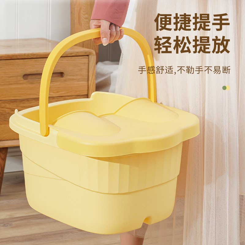 速发儿童泡脚桶手提式泡脚桶带盖过小腿洗脚盆家用可折叠足浴桶