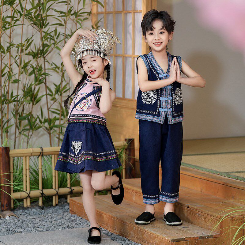 速发男小童2024小学生合唱表演服三月三广西壮族民族服装中国风班