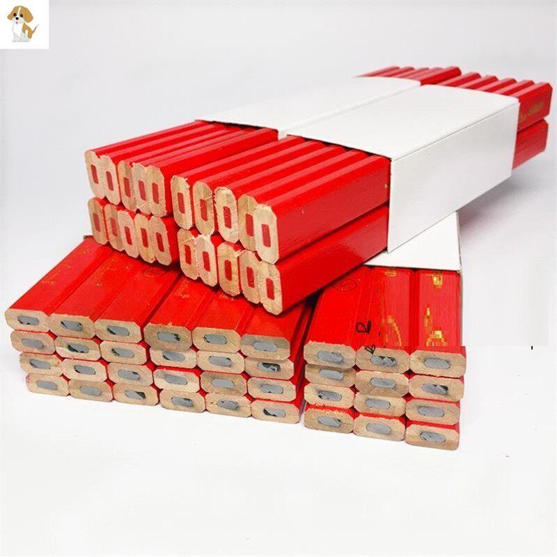 速发z木工泥工用全红特大特粗六角红芯红色工地画线绘图绘画铅笔