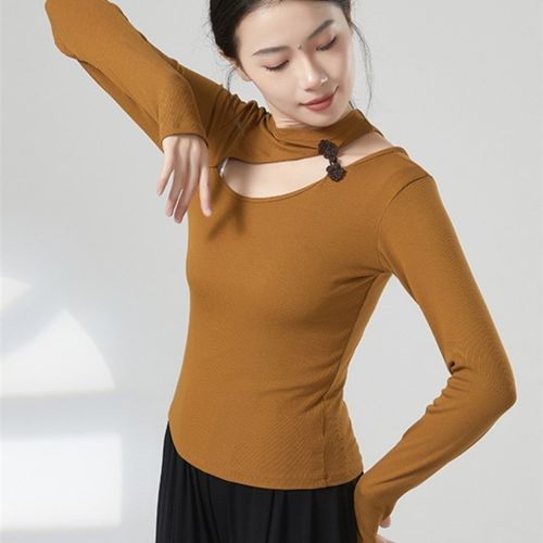 速发舞成人舞蹈袍长袖套指旗服领上衣练功服中国舞古典民族舞服