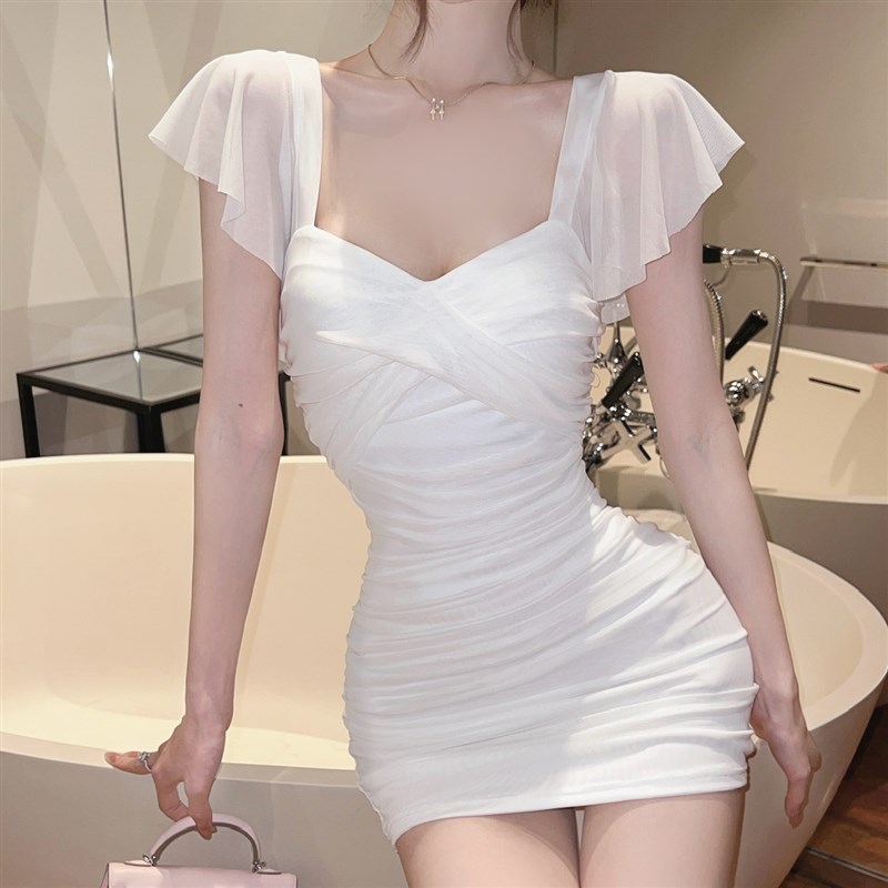 速发夜 店工作服夜总店性 感连衣裙遮夏子肚春低胸桑拿技师短裙