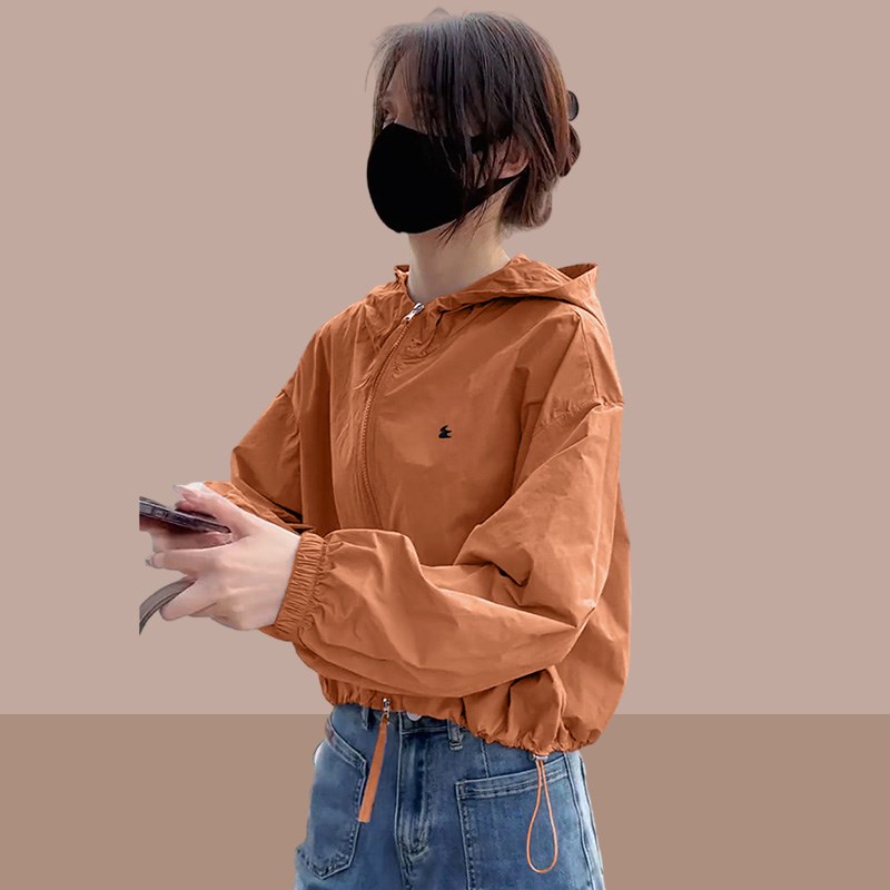 速发短款连帽防晒松外套202气款防紫外线宽衣轻薄透5防晒衫