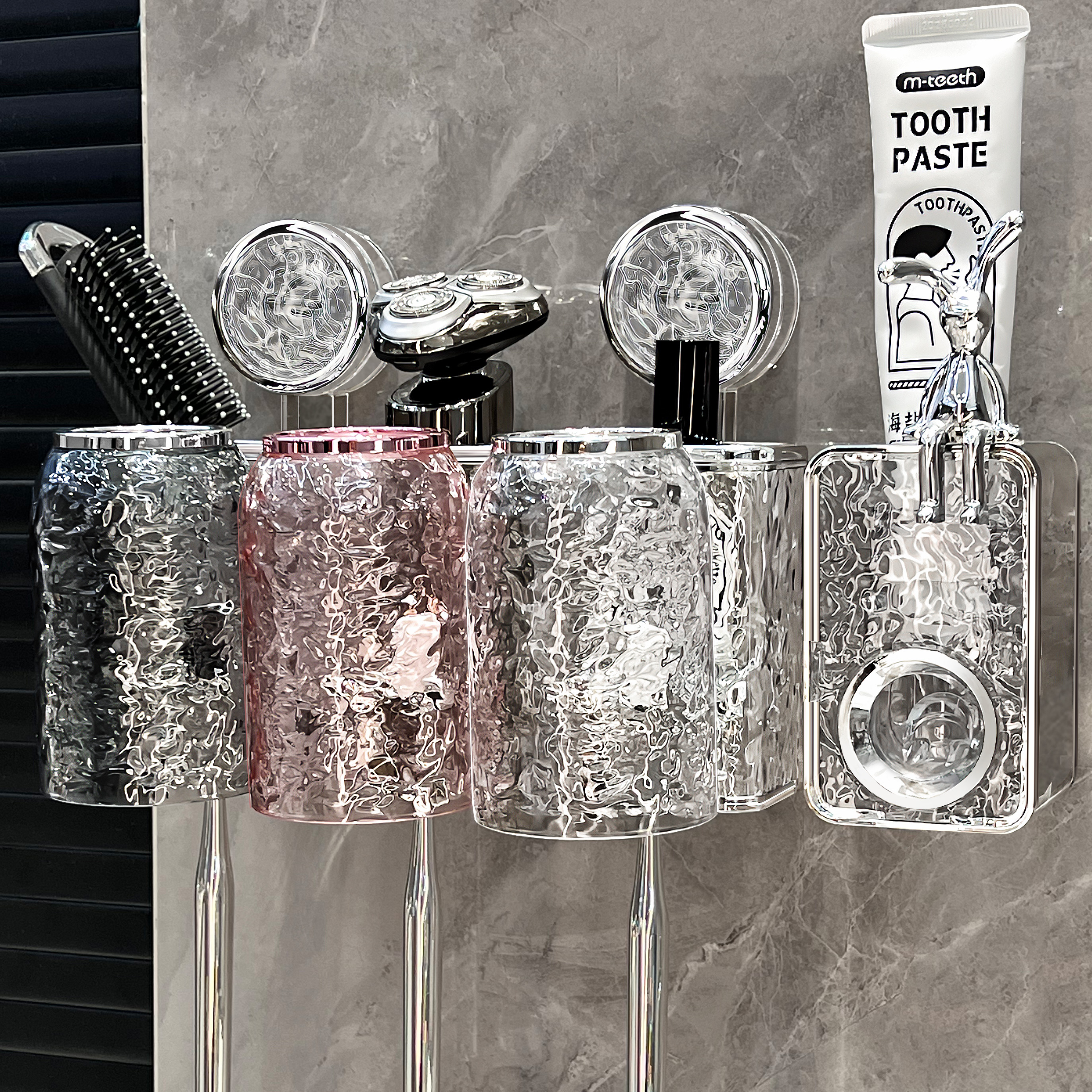 速发吸盘牙刷置物架一人挂杯漱口杯刷牙杯壁一式牙庭卫生间家刷牙