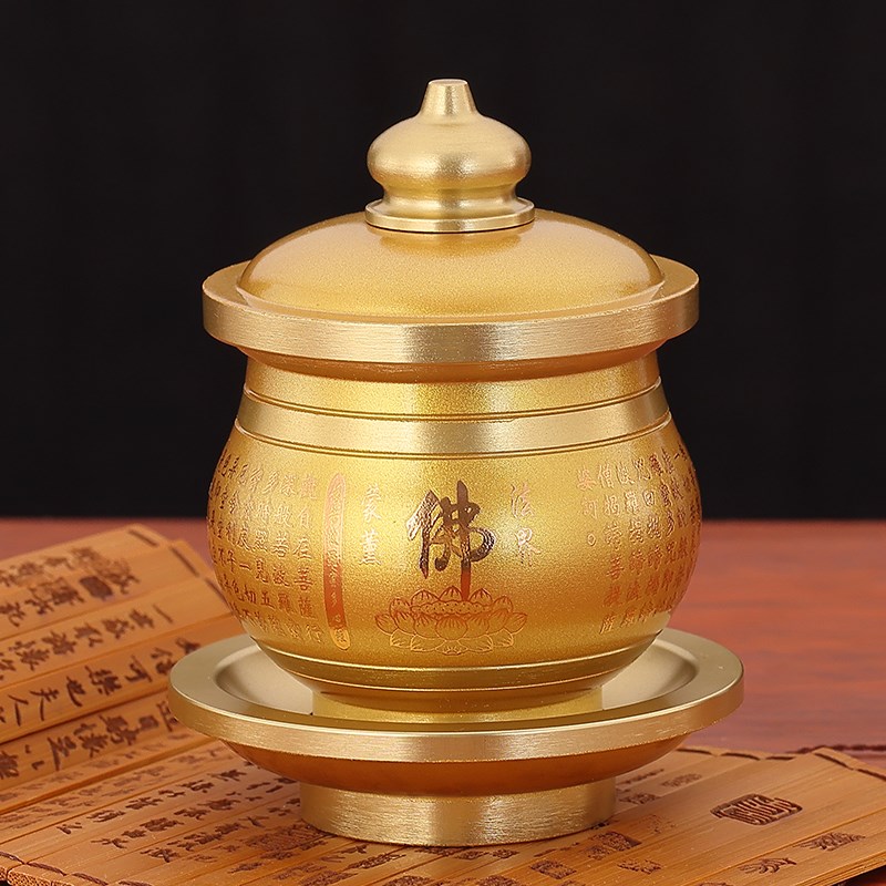 速发青铜合用家口纯铜供奉圣水杯家金供佛文财神关公仙堂室内供具