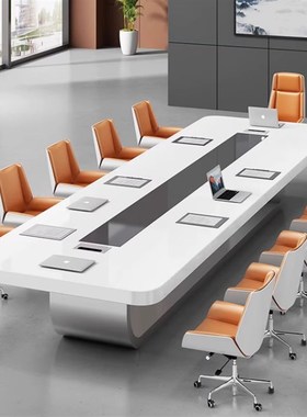 速发烤漆办会公议桌长桌简约白色简易办公室培训室大型长方家形俱