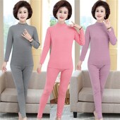 速发中年保暖内衣棉妈妈纯士套衫 中老年人打底冬 毛装 薄款 秋衣秋裤