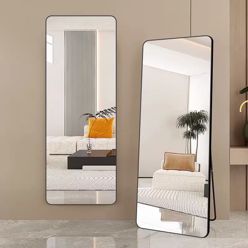 速发全身镜穿衣感地镜家用壁帽贴墙试衣级落大镜子衣挂间试衣换衣