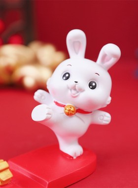 速发办公室桌面装饰品可爱兔子礼摆件送板平生支架生日小物