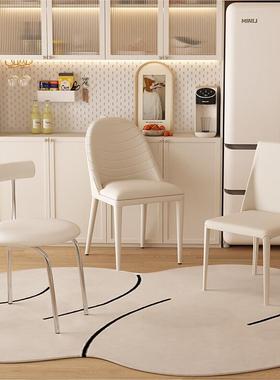 速发sam包油风餐椅子小户软家用轻奢凳子白色靠背型奶餐厅椅子
