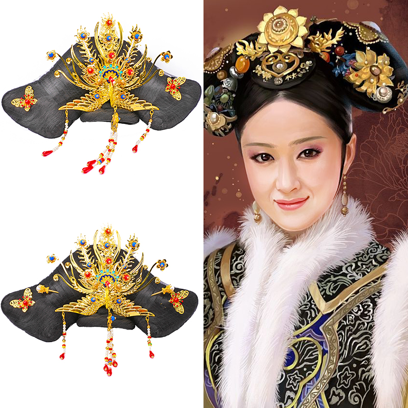 速发古装视朝宫廷影清剧舞台演出假发懿头延禧攻略如旗传头饰套装