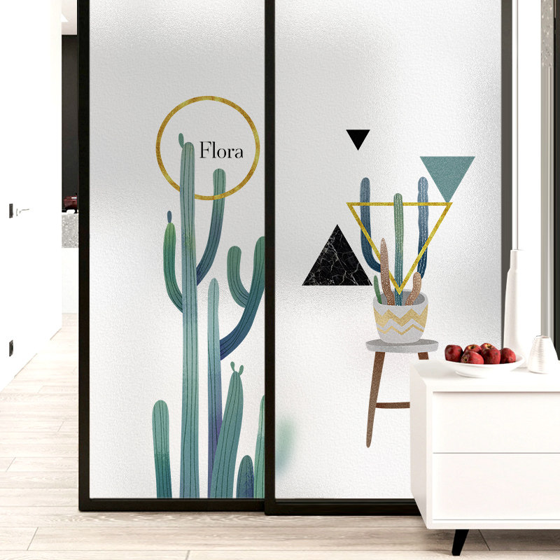 速发台膜门贴纸静电玻璃贴客自粘移厅窗户装饰窗纸风格门贴