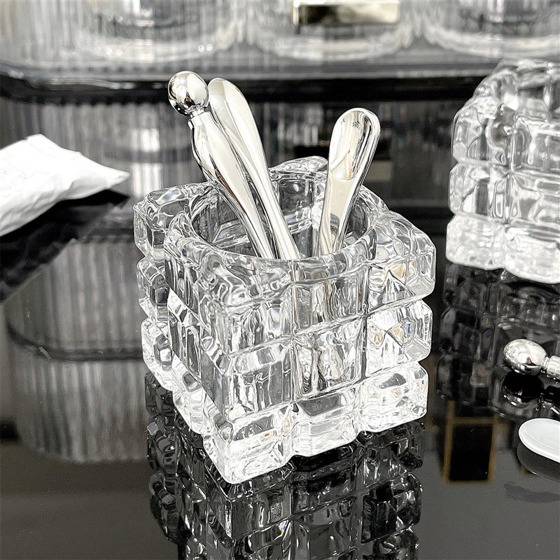 速发镜柜面霜挖取勺收纳盒盒迷玻璃眼霜勺子固定器桌面明你小透子