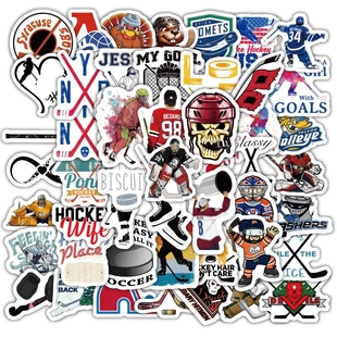 60贴 跨境卡通冰球运动贴纸涂鸦装饰水杯头盔冰箱文具盒防水贴纸