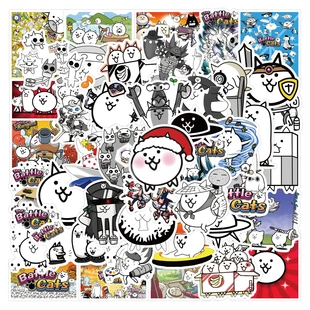 50张卡通The battle cats猫咪大战争贴纸装饰手机电脑水杯防水贴