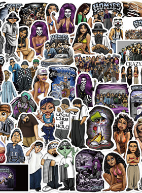 50张跨境homies创意涂鸦贴纸DIY装饰手机壳行李箱日记防水贴画