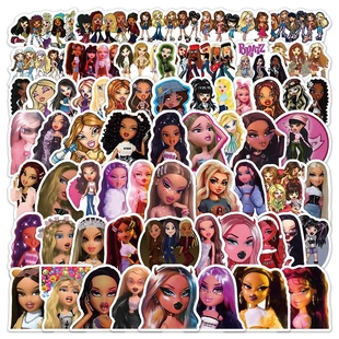 60张布拉茨卡通涂鸦贴纸Bratz装饰摩托车水杯汽车头盔行李箱贴画
