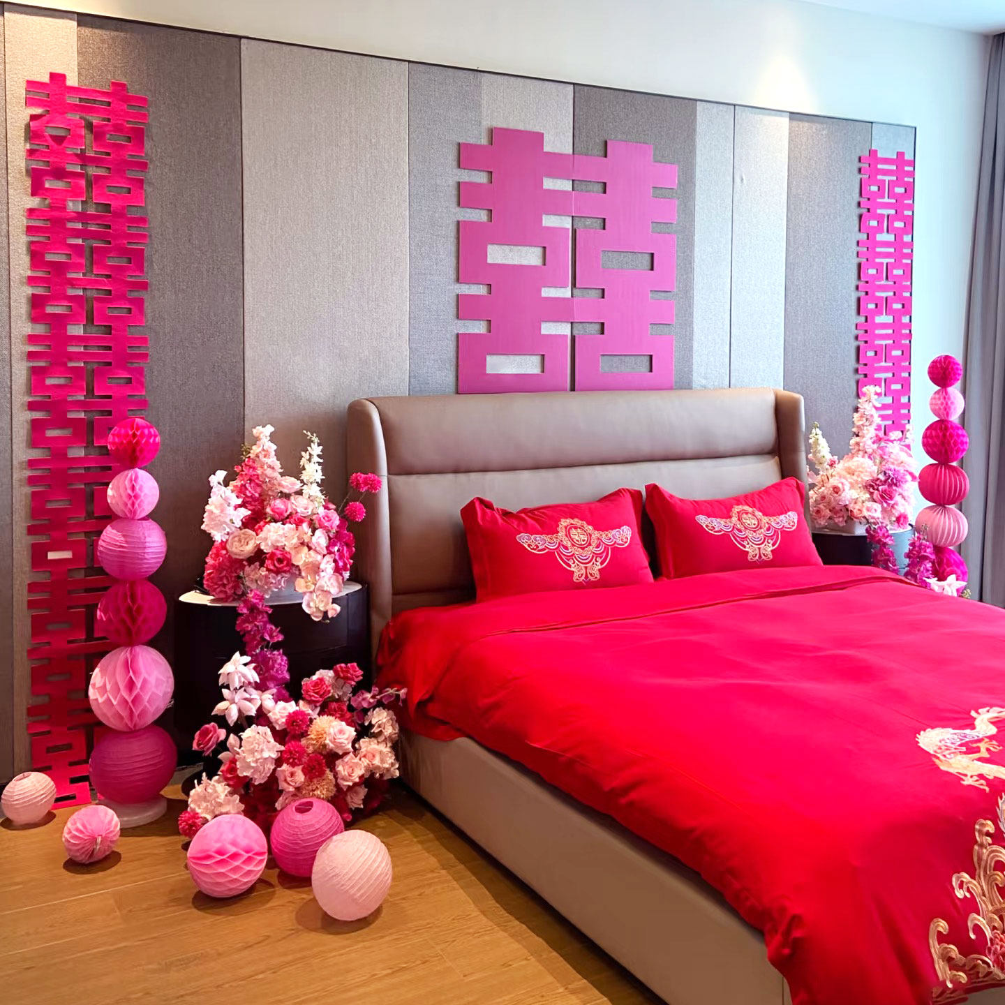 婚房布置套装氛围结婚床头背景墙面装饰长喜玫粉婚礼男方女方卧室,节庆用品/礼品,婚房装扮用品,淘宝优惠券,粉丝福利购,淘宝优惠卷
