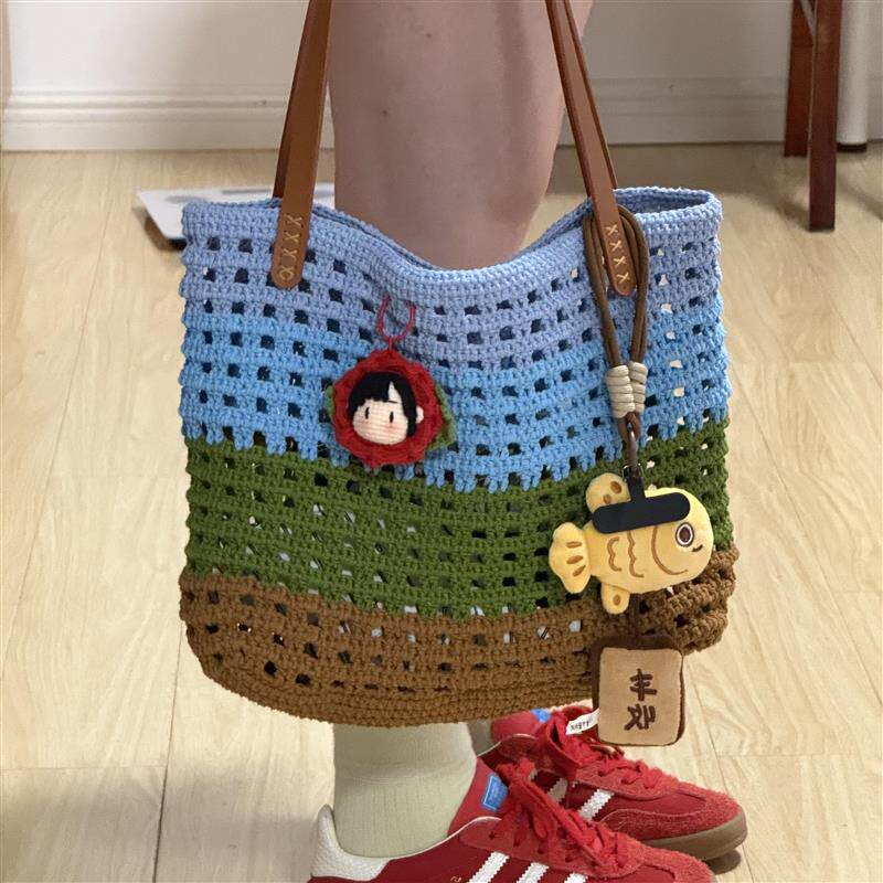 十个勤天华夫格包包手工钩针编织diy材料包粉丝自制周边物料痛包