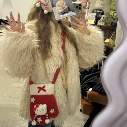 毛绒斜挎手套包百搭通勤