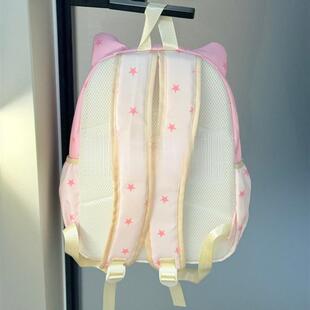 双肩包渐变粉色背包女高级感小众旅游轻便大容量可爱韩系休闲书包