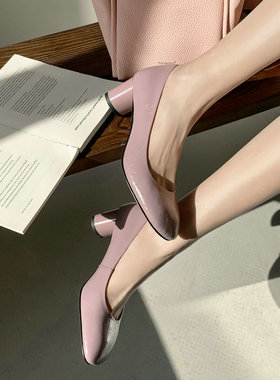 紫色高跟小皮鞋女2025春夏新款小个子高跟显腿长真皮玛丽珍单鞋女