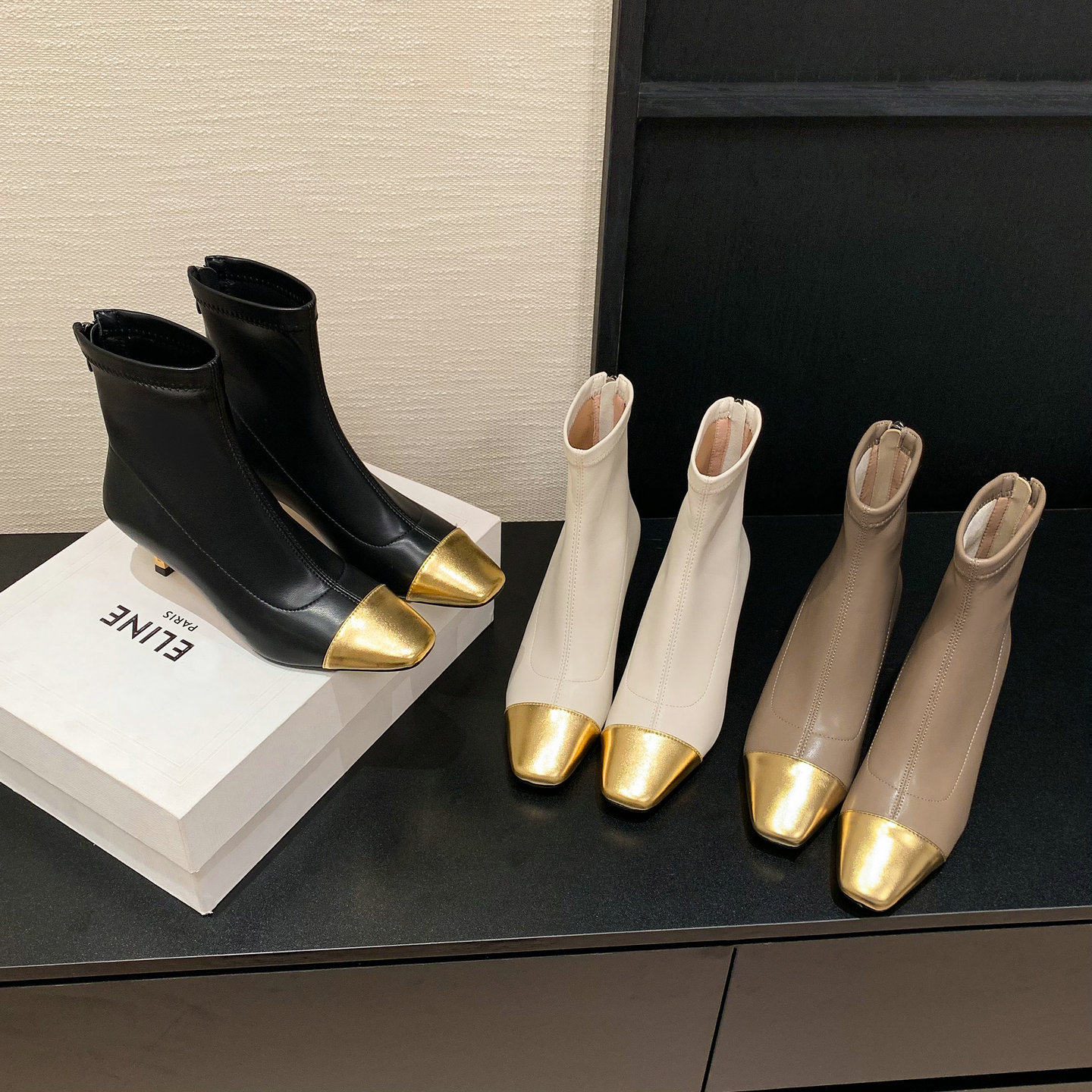 小香风瘦瘦踝靴金属细跟高跟鞋方头女靴新款2025秋冬白色马丁短靴,女鞋,弹力靴/袜靴,淘宝优惠券,粉丝福利购,淘宝优惠卷