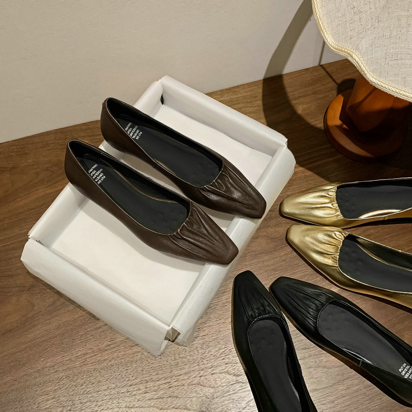 「牧野」真皮法式褶皱软皮瓢鞋女小金鞋绝美配裙子羊皮平底单鞋,女鞋,浅口单鞋,淘宝优惠券,粉丝福利购,淘宝优惠卷