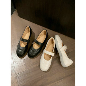 韩版设计感小众玛丽珍小白鞋舒适魔术贴休闲运动鞋平底单鞋芭蕾鞋