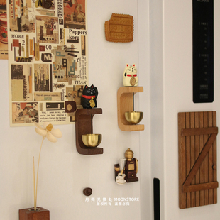 ins招财猫磁吸门铃防盗门装饰冰箱贴开门响铃入户门提醒乔迁礼物