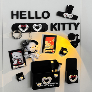 ins磁吸kitty猫冰箱贴铁皮柜洞洞板装饰收纳盒创意夹子手账笔筒