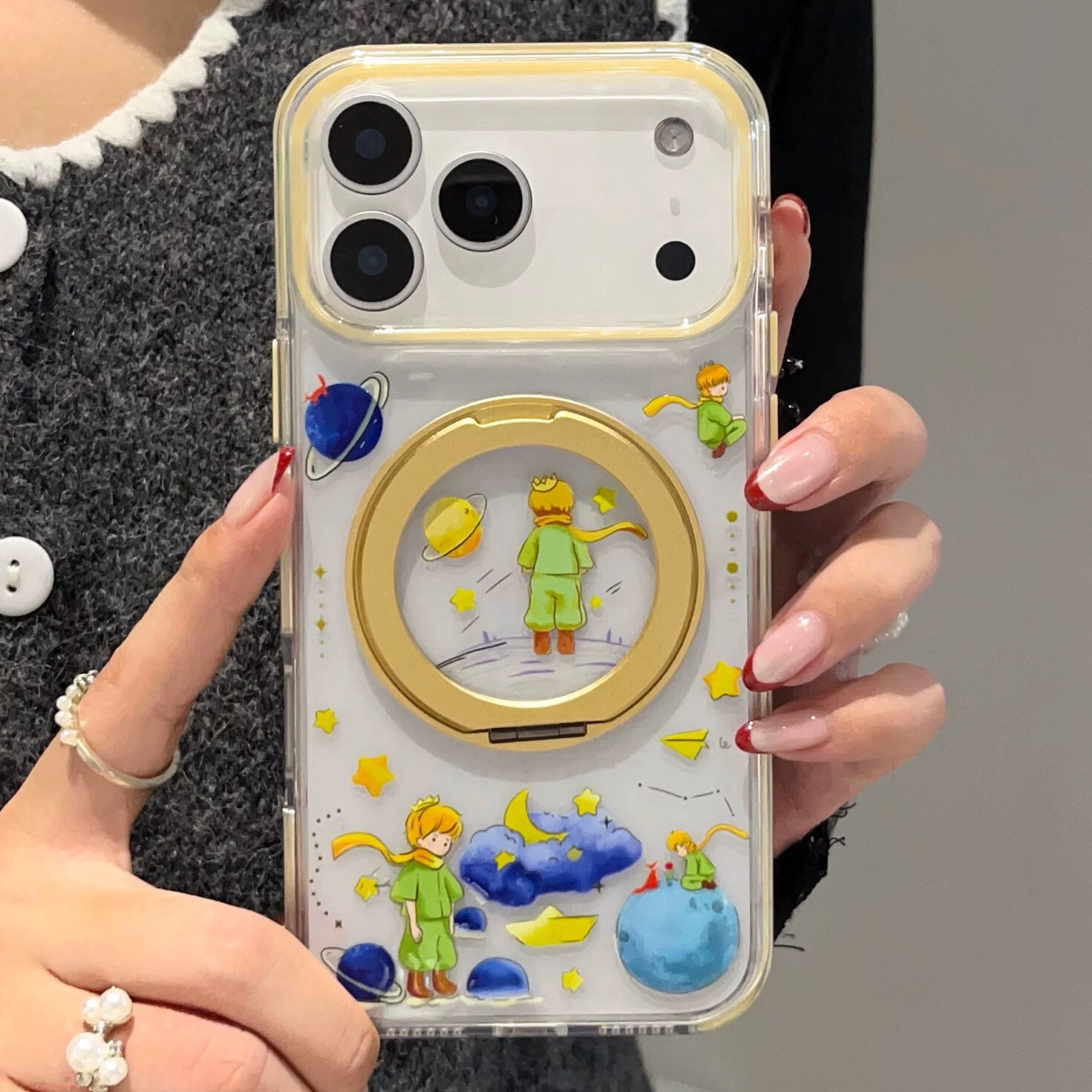 360°旋转磁吸支架适用苹果17promax星球小王子狐狸手机壳iPhone16ProMax外壳15pro可爱萌卡通14防摔13保护套