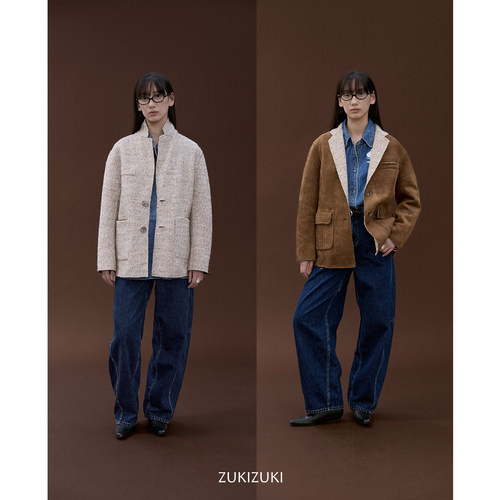 ZUKIZUKI 手工双面麂皮羊毛两穿外套