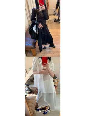 ZUKIZUKI 设计感不规则蕾丝拼接半裙 黑色/白色