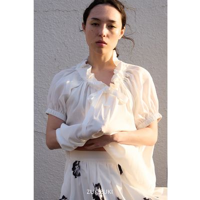 ZUKIZUKI 抽绳领短袖上衣