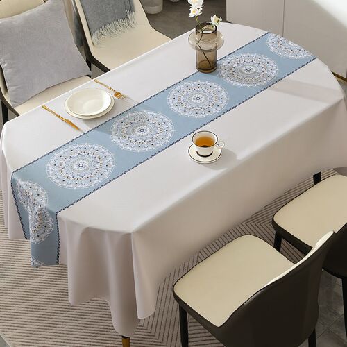 速发桌布防水防油免洗防烫is长椭圆形餐桌布轻奢高级感pvc茶几垫