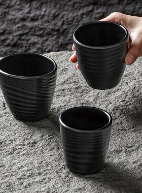 速发2仿25火胺杯0瓷水杯磨砂塑料茶杯黑色日式餐厅密锅耐摔杯子商