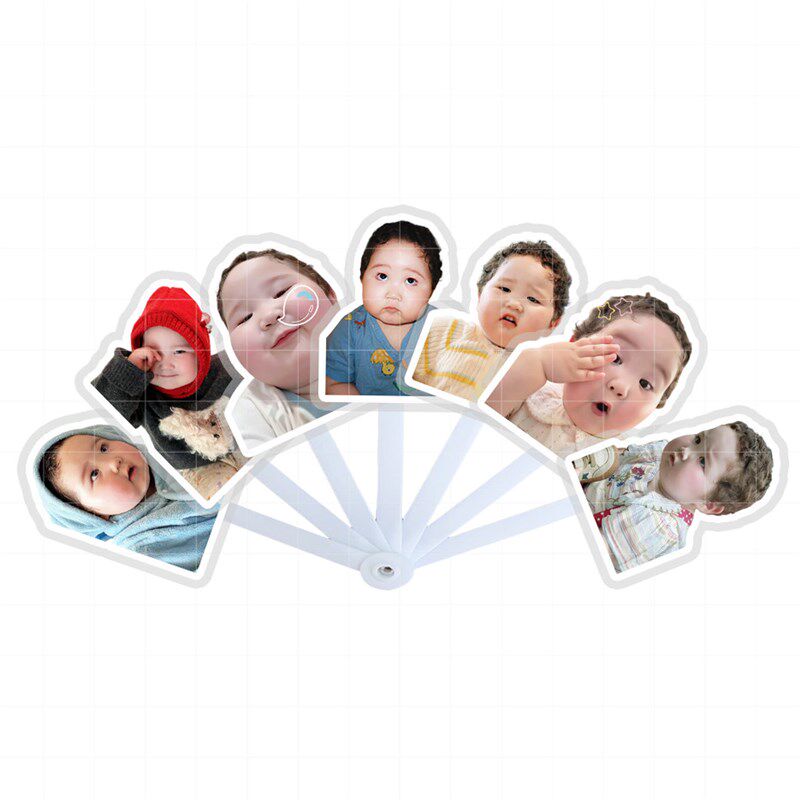 速发超可爱的小t子七折扇七折扇叠扇可爱大头扇子演唱会