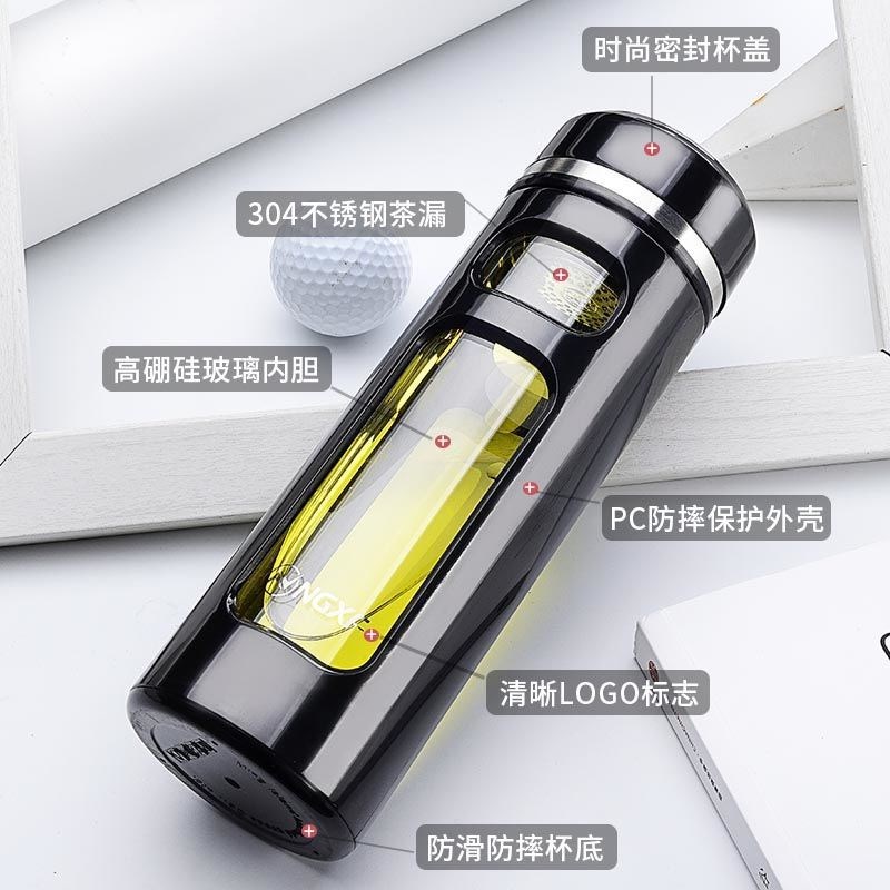 现货速发玻璃杯水杯耐高温防爆便携防摔防烫男泡茶车载外出办