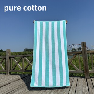 外贸欧美90 180cm大浴巾纯棉割绒成人加大加厚吸水条纹沙滩巾超大