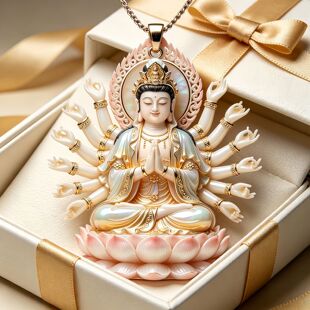 莲台准提轻奢佛牌吊坠千手观音莲花精致项链吊坠送女友吉祥装饰链