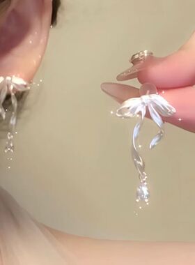 甜梦芭蕾蝴蝶结甜美新款耳环耳钉