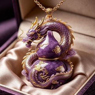 紫龙衔福吉祥寓意庇佑吊坠灵龙葫芦精致轻奢国潮项链送家人招财链