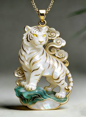云巅瑞虎吊坠项链十二生肖金属