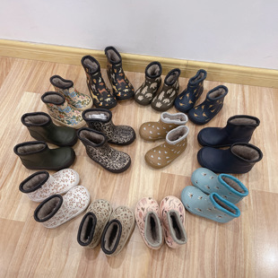 新款宝宝加厚防滑冬季加绒保暖一体男女童可爱雨鞋橡胶微瑕20-33