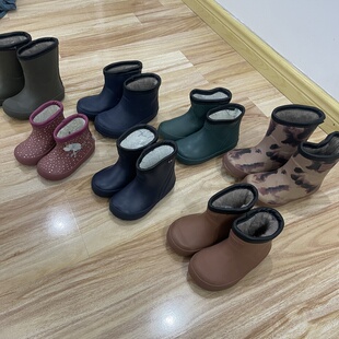 特价宝宝加厚防滑冬季加绒保暖一体男女童可爱雨鞋橡胶微瑕20-33