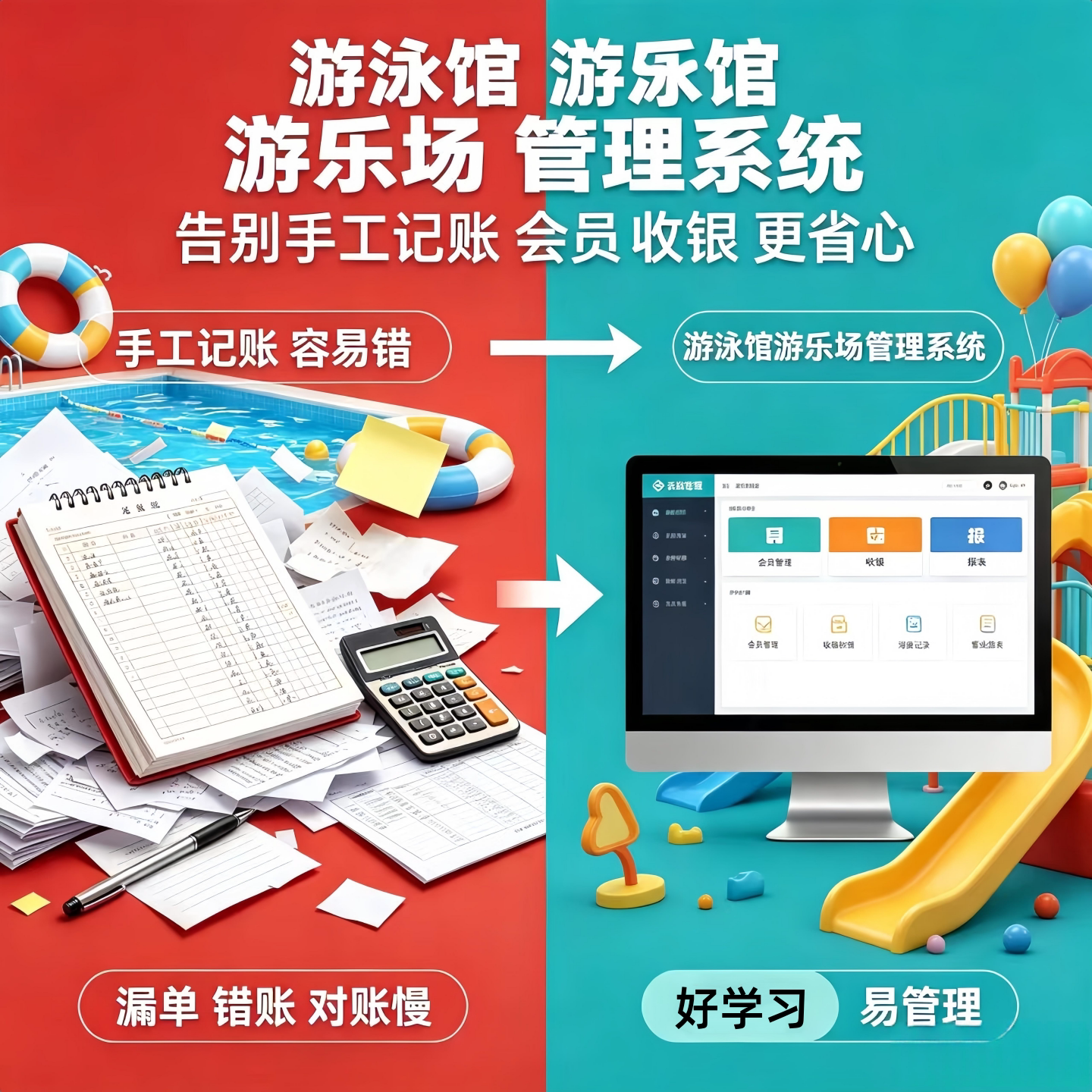 游泳馆游乐场管理系统收银软件