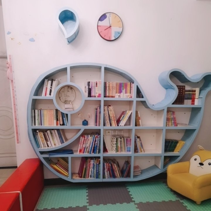 创意木质鲸鱼书架图书馆幼儿园